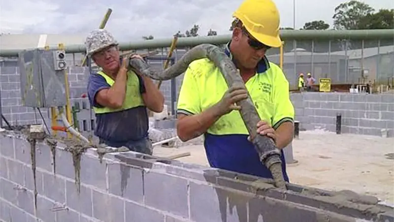 grout foundation fill pouring